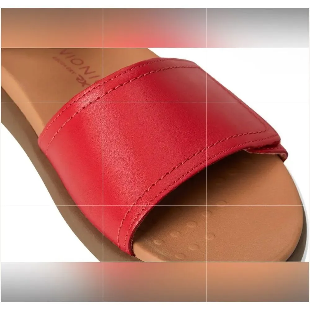 VIONIC Leather Awaken Recovery Supportive Adjustable Strap Sandals Flats Womens